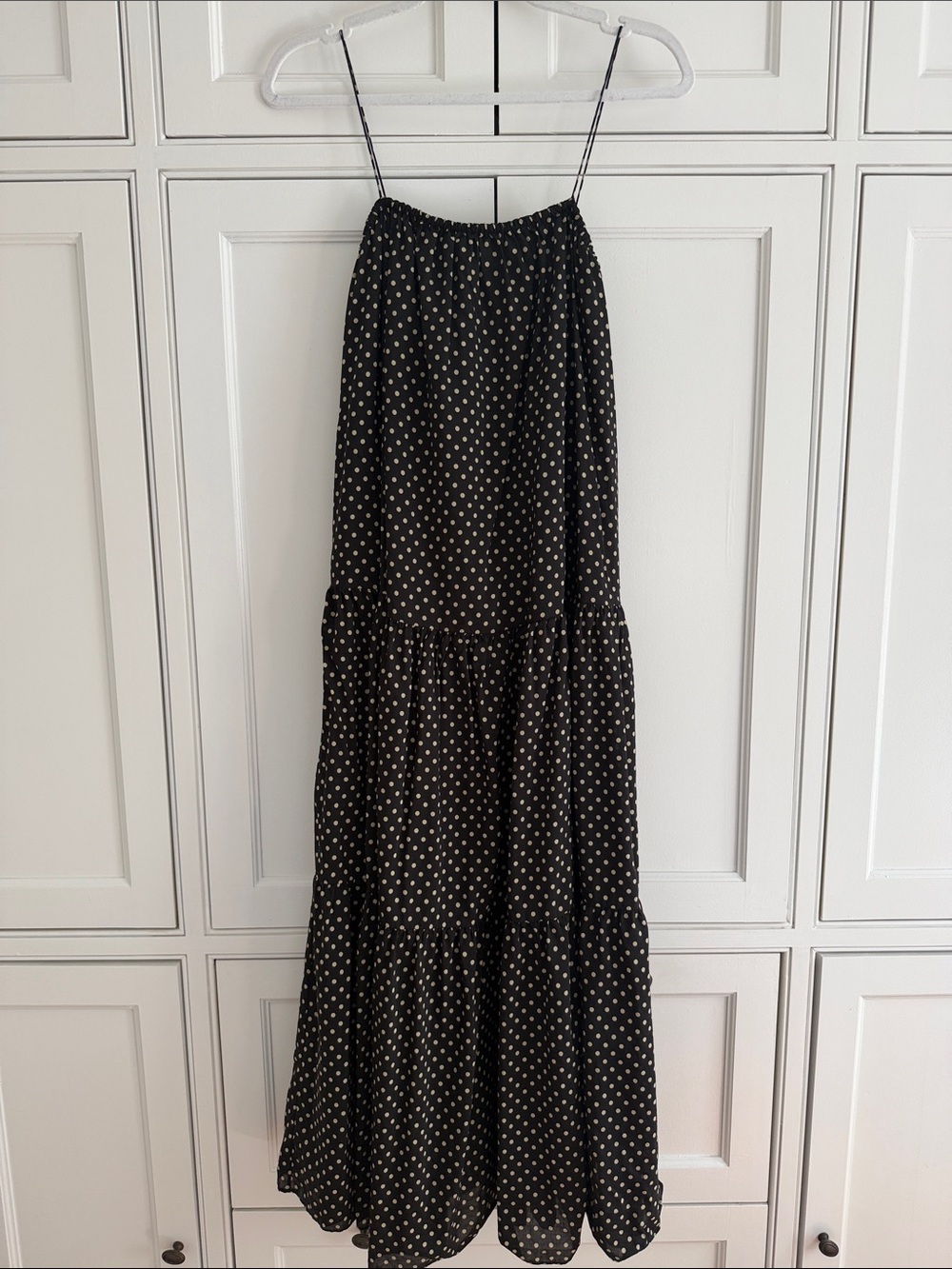 Matteau Black Polka Dot Tiered Maxi Dress